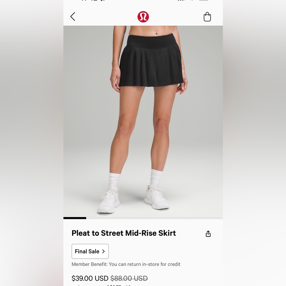 Lululemon pleated skirt